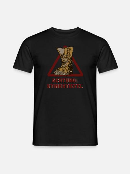 Achtung Stinkstiefel schwarzer Humor - Männer T-Shirt - Schwarz