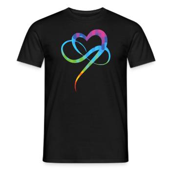 Poly Love Heart - Infinity Herz - Männer T-Shirt - Schwarz - Vorne - AI Model Male 178 light (178cm)