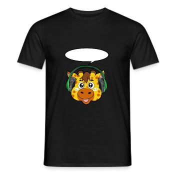 Giraffe with headphones - Men's T-Shirt - black - Front - AI Model Male 178 light (178cm)