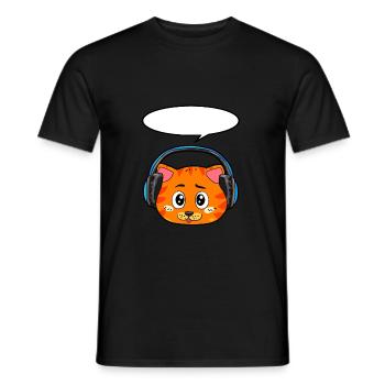 Cat with headphones - Men's T-Shirt - black - Front - AI Model Male 178 light (178cm)