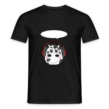 Cow with headphones - Men's T-Shirt - black - Front - AI Model Male 178 light (178cm)