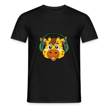 Giraffe with headphones - Men's T-Shirt - black - Front - AI Model Male 178 light (178cm)