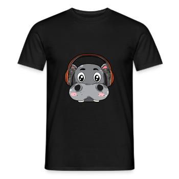Hippopotames avec écouteurs - T-shirt homme - noir - Devant - AI Model Male 178 light (178cm)