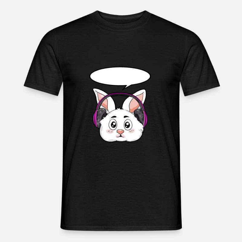 Hase mit Kopfhörer - Männer T-Shirt - Schwarz