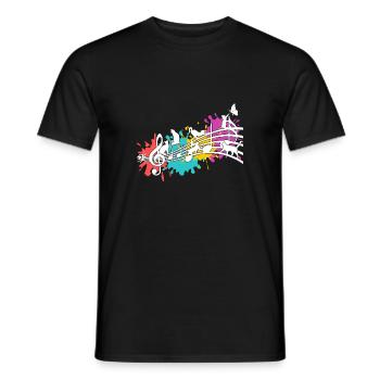 Funny cats note lines color blots - Men's T-Shirt - black - Front - AI Model Male 178 light (178cm)