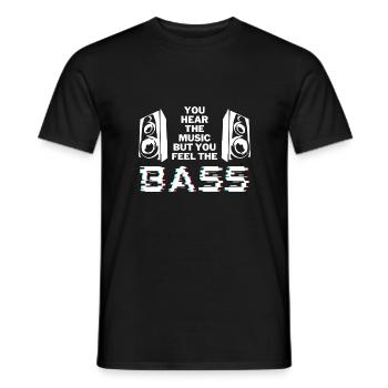 Feel the Bass Bassist Gitarre Konzert Rock Metal - Men's T-Shirt - black - Front - AI Model Male 178 light (178cm)