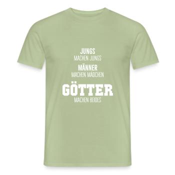 Götter machen beides - Väter mit Sohn und Tochter - Männer T-Shirt - Sage - Vorne - AI Model Male 178 light (178cm)