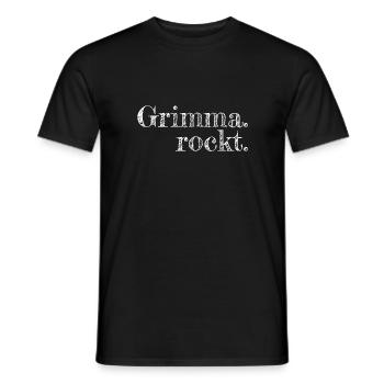 Grimma rockt - Textdesign mit Stadtnamen - Männer T-Shirt - Schwarz - Vorne - AI Model Male 178 light (178cm)