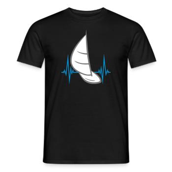 pulse frequency heart beat sea waves boat sailing s - Men's T-Shirt - black - Front - AI Model Male 178 light (178cm)