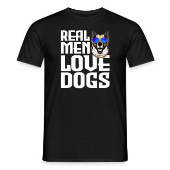 Echte Männer lieben Hunde - Hundefreund Spruch - Männer T-Shirt - Schwarz - Vorne - AI Model Male 178 light (178cm)