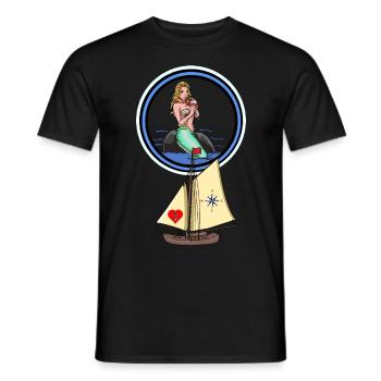 Maritime Seaman Mermaid Mermaid Voilier Ahoy - T-shirt homme - noir - Devant - AI Model Male 178 light (178cm)
