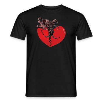 Octopus tient le cœur brisé ensemble cadeau - T-shirt homme - noir - Devant - AI Model Male 178 light (178cm)