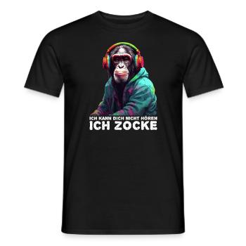 Ich kann dich nicht hören ich zocke Gaming Affe - Männer T-Shirt - Schwarz - Vorne - AI Model Male 178 light (178cm)