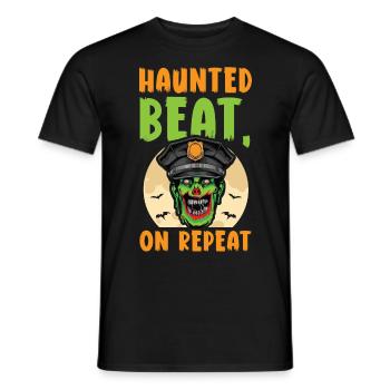 Haunted Beat, On Repeat Policeman Halloween - Men's T-Shirt - black - Front - AI Model Male 178 light (178cm)
