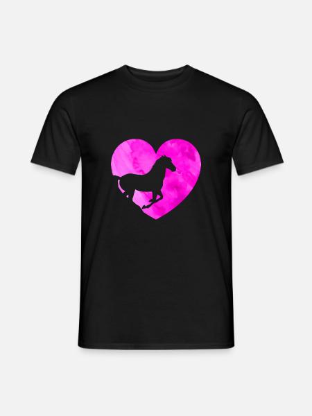 Pferd Herz Reiten Liebe Pferde - Männer T-Shirt - Schwarz