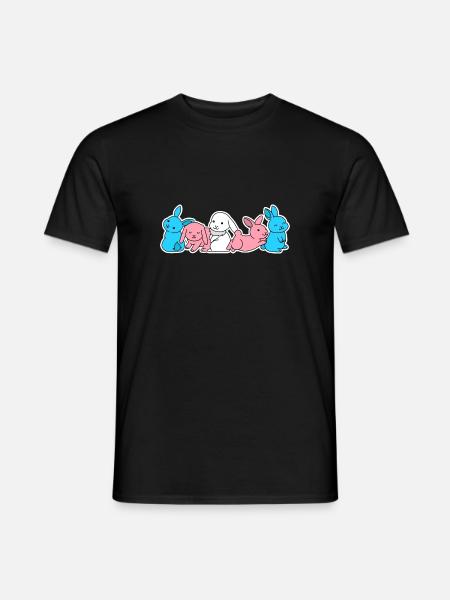 Trans vlag konijn ontwerp voor trans personen - Heren T-shirt - zwart