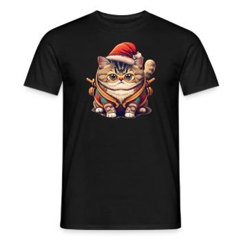 Ninja Cat Santa Hat Starring Machine - Men's T-Shirt - black - Front - AI Model Male 178 light (178cm)
