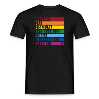 LGBTQIA+ rainbow flag lesbian gay bi plus - Men's T-Shirt - black - Front - AI Model Male 178 light (178cm)