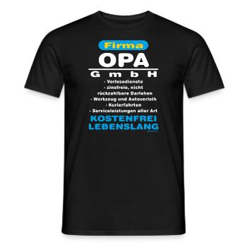 BD - Firma Opa GmbH - Kostenfrei Lebenslang - - Männer T-Shirt - Schwarz - Vorne - AI Model Male 178 light (178cm)