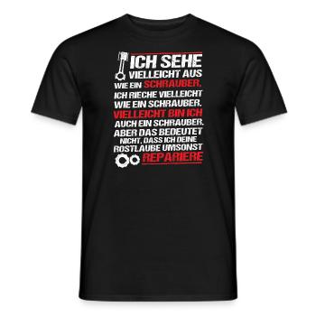 Schrauber Rostlaube aufmotzen, für Bastler, lustig - Männer T-Shirt - Schwarz - Vorne - AI Model Male 178 light (178cm)