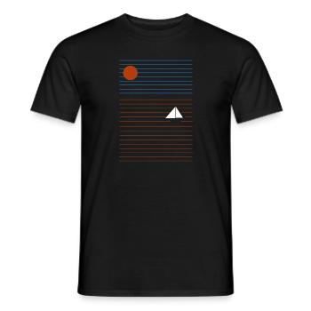 Coucher de soleil minimalisme sur la mer avec voilier - T-shirt homme - noir - Devant - AI Model Male 178 light (178cm)