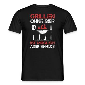 Grillen ohne Bier ist möglich Grillparty Grill - Männer T-Shirt - Schwarz - Vorne - AI Model Male 178 light (178cm)