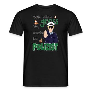 Wenn ich groß bin, werde ich POLIZIST für Kinder - Männer T-Shirt - Schwarz - Vorne - AI Model Male 178 light (178cm)