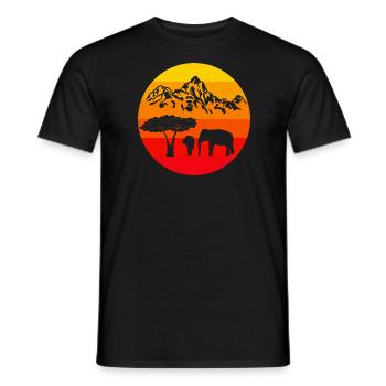 Africa Safari Zoo Animal Gift Retro Lion Elephant - T-shirt homme - noir - Devant - AI Model Male 178 light (178cm)