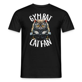 Bodybuilding-Katze - Fitnessstudio-Ratte Katzenfan - Männer T-Shirt - Schwarz - Vorne - AI Model Male 178 light (178cm)