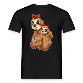 Faultier mit niedlichem Faultier Kind für - Männer T-Shirt - Schwarz - Vorne - AI Model Male 178 light (178cm)