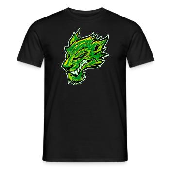 Tête de loup Tatouage Tête de loup Graffiti Vert - T-shirt homme - noir - Devant - AI Model Male 178 light (178cm)