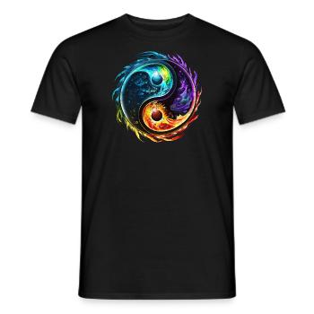 Symbole Yin Yang, Éléments, Tao, Chi, Spiritualité - T-shirt homme - noir - Devant - AI Model Male 178 light (178cm)
