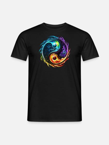 Symbole Yin Yang, Éléments, Tao, Chi, Spiritualité - T-shirt homme - noir