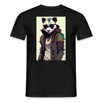 Inkpunk Panda with Sunglasses 2 - Men's T-Shirt - black - Front - AI Model Male 178 light (178cm)