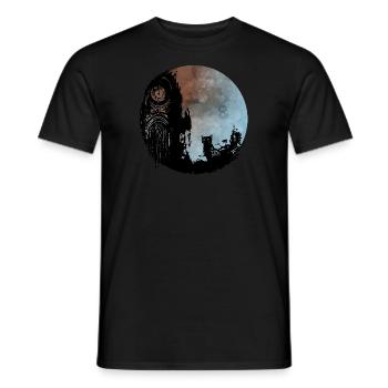 Ancienne tour de l’horloge avec chat (rouge-bleu) - T-shirt homme - noir - Devant - AI Model Male 178 light (178cm)