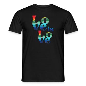 love is love ,colorful,LGBT,rainbow, font,retro - Men's T-Shirt - black - Front - AI Model Male 178 light (178cm)