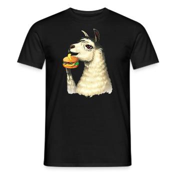 Lama mangeur de cheeseburger - T-shirt homme - noir - Devant - AI Model Male 178 light (178cm)