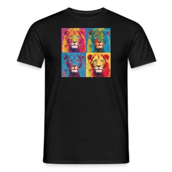 LÖWE POP ART - Männer T-Shirt - Schwarz - Vorne - AI Model Male 178 light (178cm)