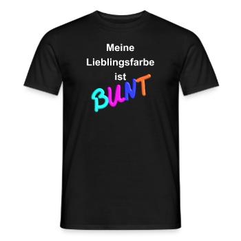"Meine Lieblingsfarbe ist BUNT" mit 3D-Effekt (w) - Männer T-Shirt - Schwarz - Vorne - AI Model Male 178 light (178cm)