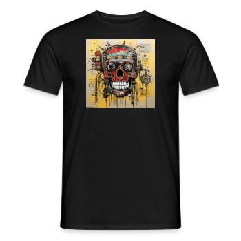 SCHÄDEL-STRASSENKUNST - Männer T-Shirt - Schwarz - Vorne - AI Model Male 178 light (178cm)