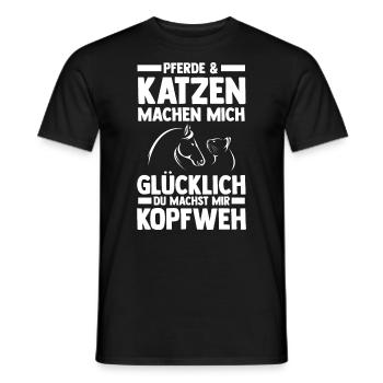Pferde Pferdeliebhaber Katzenliebhaber Katzen - Männer T-Shirt - Schwarz - Vorne - AI Model Male 178 light (178cm)