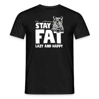 Cat Lover Stay Fat Lazy and Happy - Männer T-Shirt - Schwarz - Vorne - AI Model Male 178 light (178cm)