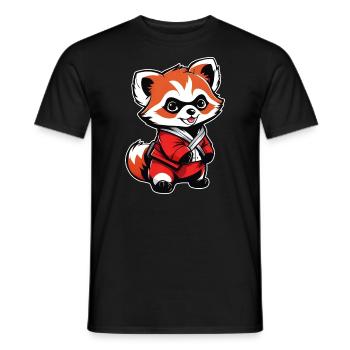 Mignon petit ours panda roux - T-shirt homme - noir - Devant - AI Model Male 178 light (178cm)