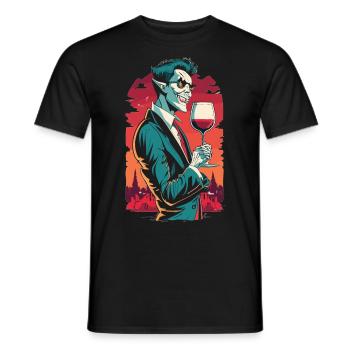 Gruseliger Vampir mit Rotwein Halloween - Männer T-Shirt - Schwarz - Vorne - AI Model Male 178 light (178cm)
