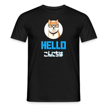 Cute Shiba Inu Dog wearing Glasses - Anime Shirt - Men's T-Shirt - black - Front - AI Model Male 178 light (178cm)