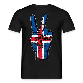 Iceland Flag Peace Victory Symbol Used - Men's T-Shirt - black - Front - AI Model Male 178 light (178cm)