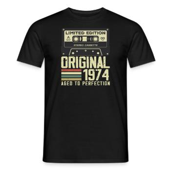 50e Cadeau Anniversaire Style rétro 1974 - T-shirt homme - noir - Devant - AI Model Male 178 light (178cm)