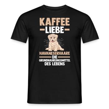 Hund Kaffee Havaneser - Männer T-Shirt - Schwarz - Vorne - AI Model Male 178 light (178cm)