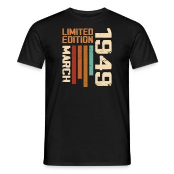 Mars 1949 Anniversaire 1949 Retro 1949 Mars - T-shirt homme - noir - Devant - AI Model Male 178 light (178cm)