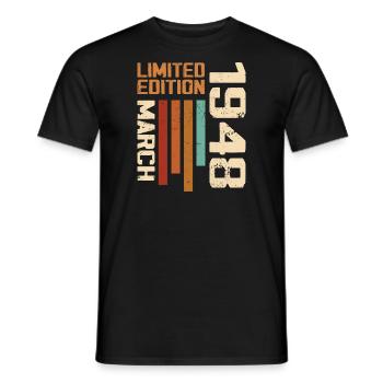 März 1948 Geburtstag 1948 Retro 1948 März - Männer T-Shirt - Schwarz - Vorne - AI Model Male 178 light (178cm)